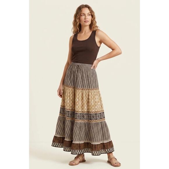 White Stag Dresses & Skirts - White Stag Boho Tiered Maxi Skirt Brown Festival Hippie Gypsy Cottagecore Size L